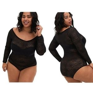NWT Torrid Black Lace Bodysuit Sheer